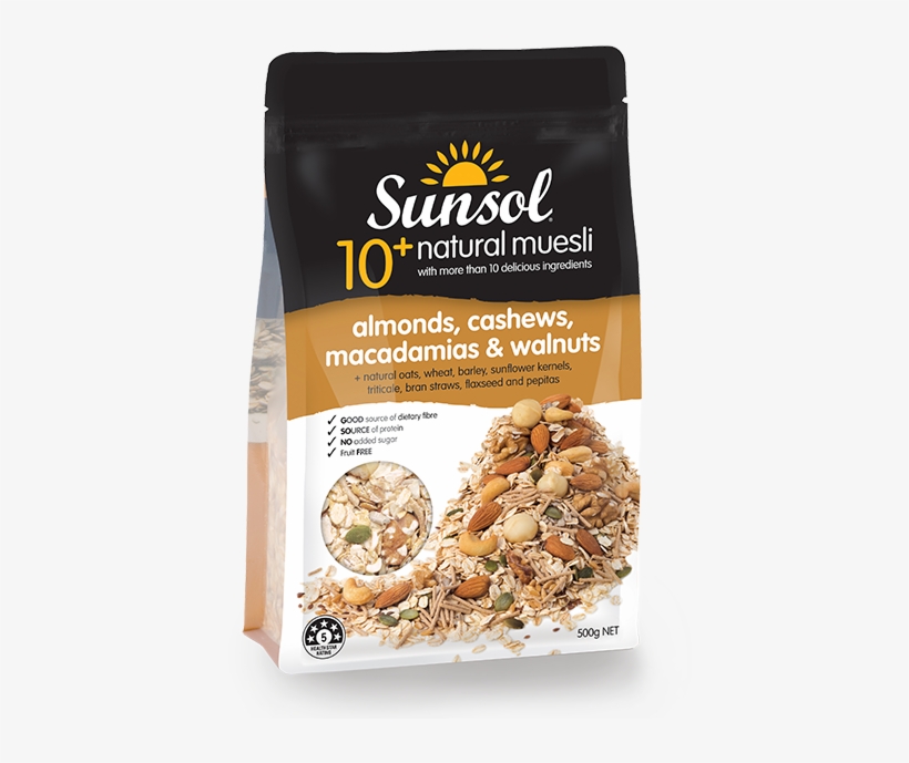 Almonds, Cashews, Macadamias & Walnuts - Sunsol Muesli, transparent png download