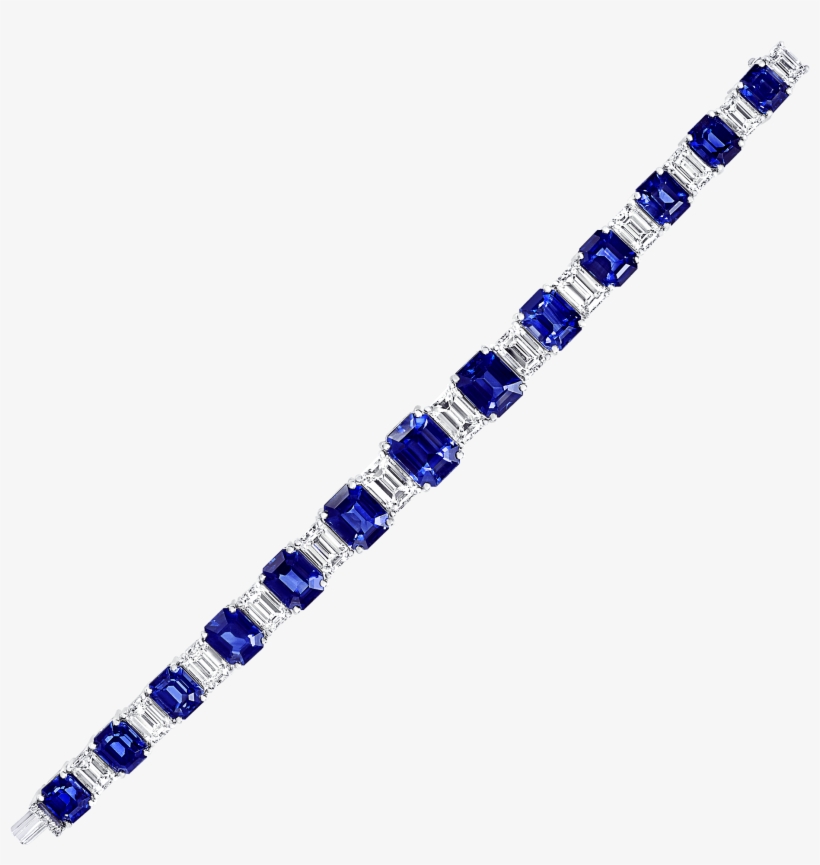A Classic Graff Emerald Cut Sapphire And Diamond Bracelet - Graff Diamonds, transparent png download