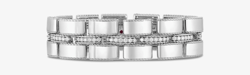 Roberto Coin Wide Retro Link Bracelet With Diamond - Diamond, transparent png download