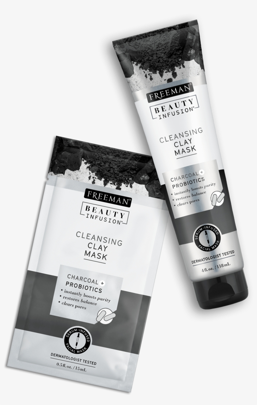 Cleansing Clay Mask Charcoal Probiotics - Freeman Beauty Infusion Sea Kelp Review, transparent png download