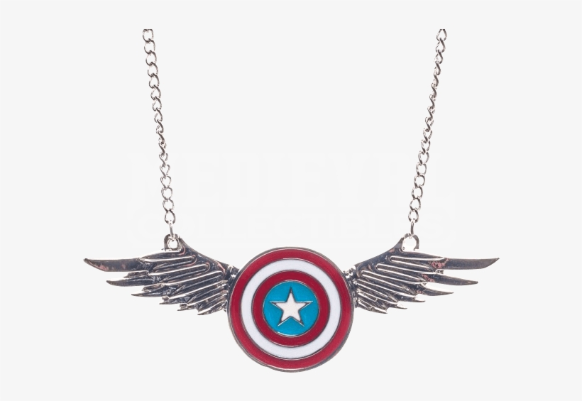 Winged Captain America Shield Necklace - Marvel Captain America Necklace, transparent png download