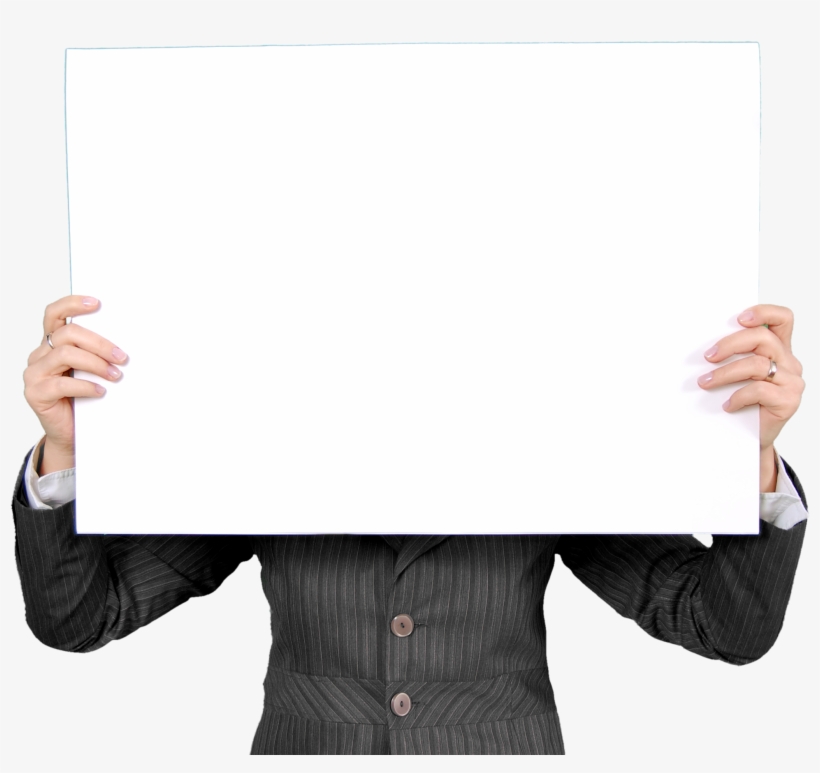Download Business Woman Holding Blank Board Png Image - Holding A White Board Png, transparent png download