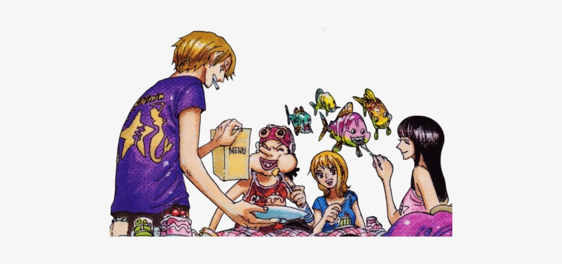 Sanji, Usopp, Nami & Robin From The Cover Of Color - Cartoon, transparent png download
