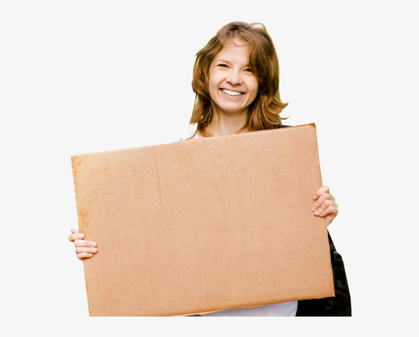 Happy Smiling Girl Holding Blank Board - Girl Holding Blank Board Png, transparent png download