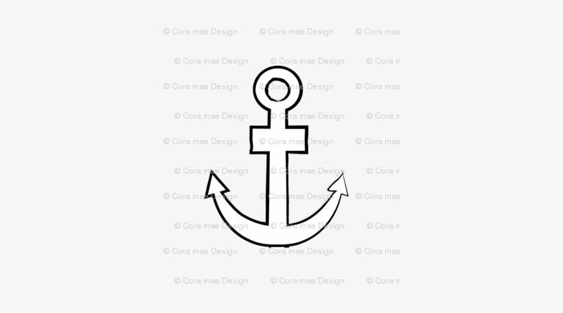 Sketched Black And White Anchor Print - Printing, transparent png download