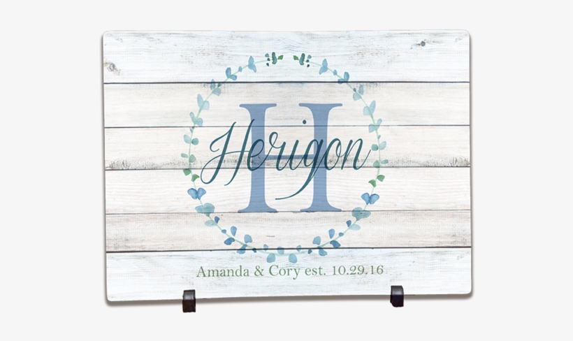 Personalized Glass Cutting Boards Blue Watercolor Wreath - Personalized Glass Cutting Board, transparent png download