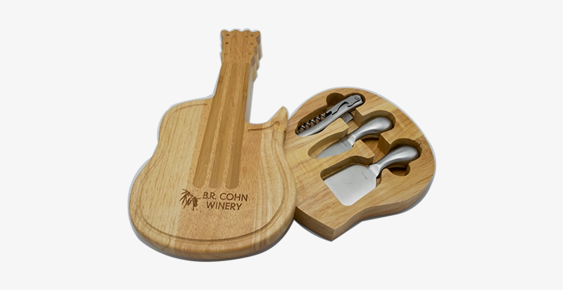 Brc Guitar Cutting Board With Cheese Knives - Paddle, transparent png download