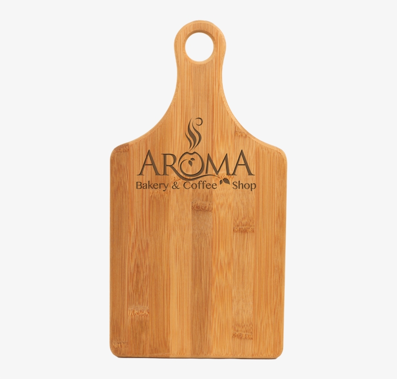 Genuine Bamboo Paddle Shaped Cutting Board 13 1/2" - Leatherette Round Coaster - Light Brown, transparent png download