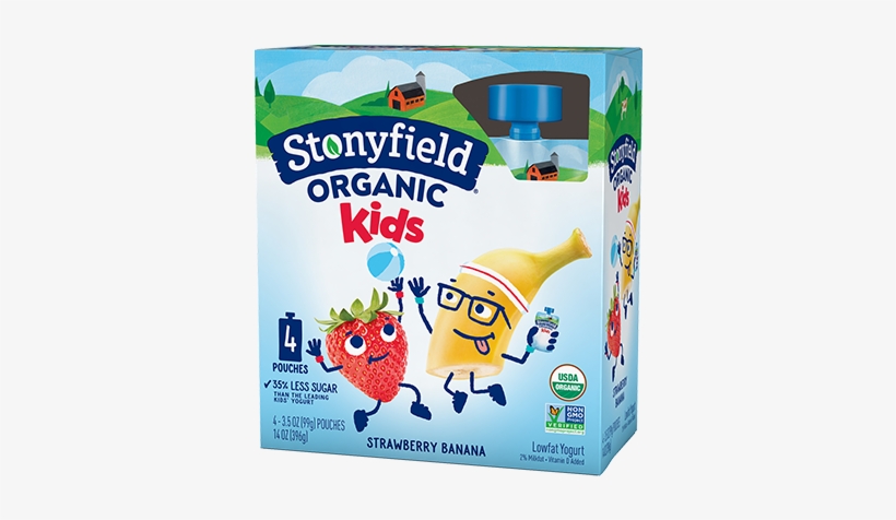 Kids Low Fat Pouches Strawberry Banana - Stonyfield Strawberry Banana Yogurt, transparent png download