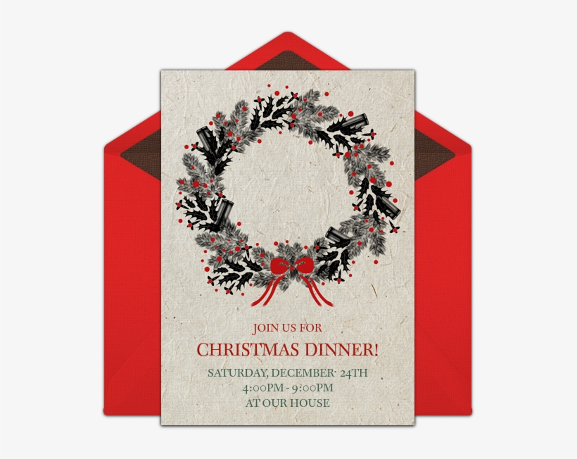 Holiday Wreath Online Invitation - Wreath, transparent png download