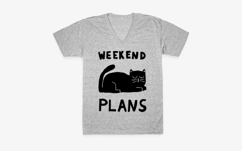 Weekend Plans Cat V-neck Tee Shirt - Korat, transparent png download