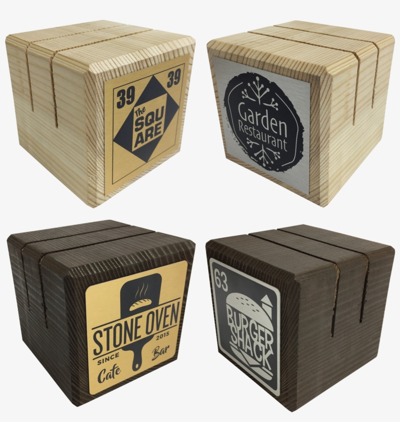 Wooden Menu Holder Blocks With Personalised Plaque - Menu, transparent png download