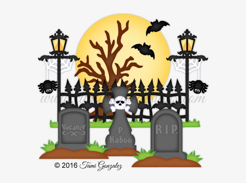 Black And White Library Cemetery Cementary Free On - Cemetery Clipart Halloween Png, transparent png download