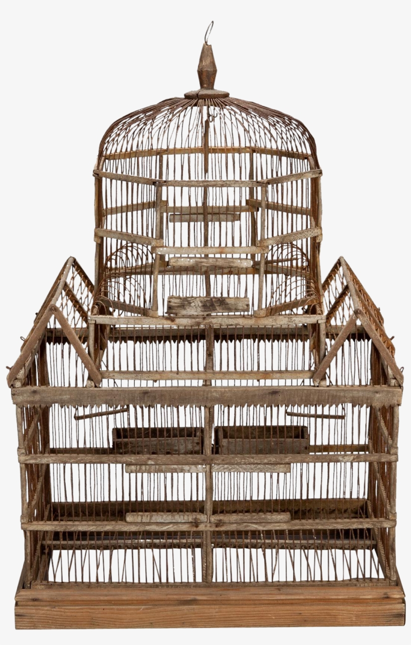 English 19th Century Handmade Wooden Bird Cage Found - Birdcage, transparent png download