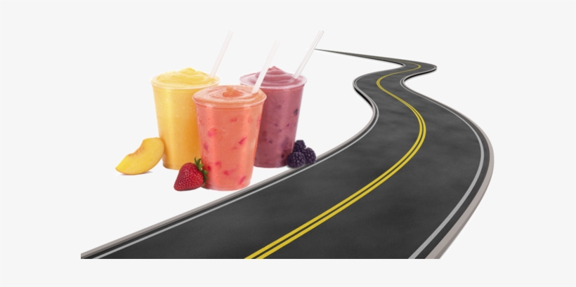 Curving Road With Frozen Beverages Like Frozen Peach - Smoothies With White Backgrounds, transparent png download