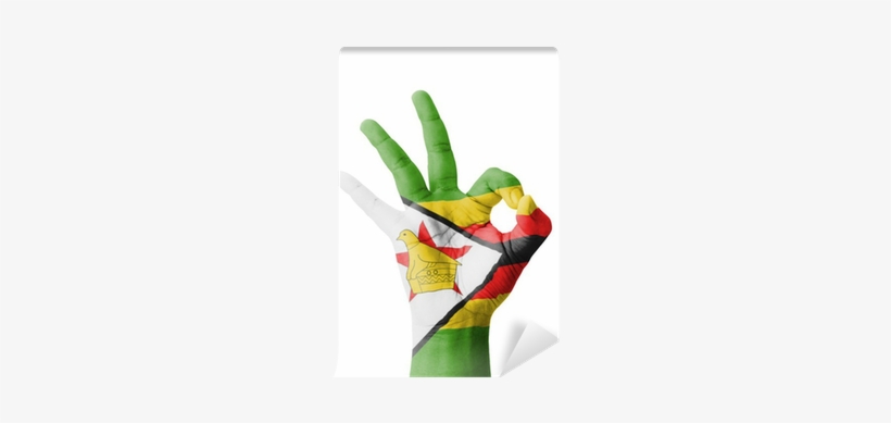 Hand Making Ok Sign, Zimbabwe Flag Painted Wall Mural - Flag Of Zimbabwe, transparent png download