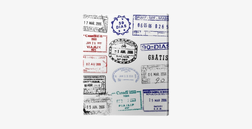Vector Passport Stamps From The Americas Canvas Print - Stamps From Around The World, transparent png download
