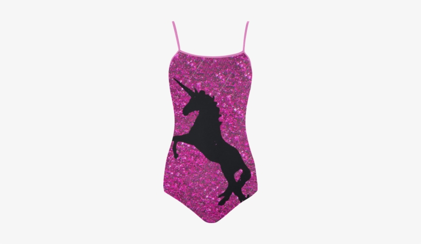 Unicorn On Pink Glitter Strap Swimsuit - Unicorn Fantasy Dome Pink Glitter Pendent Necklace, transparent png download