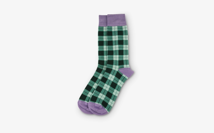 Window Pane Dress Socks Green & Purple - Green, transparent png download