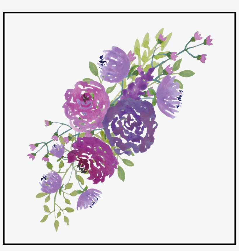 Appealing Prettythingsforyou Purple Pics Of Wedding - Purple Watercolor Flowers Clipart, transparent png download