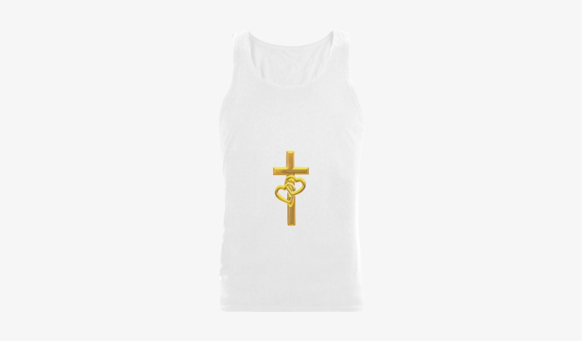 Christian Symbols Golden Cross With 2 Hearts Men's - Emblem, transparent png download
