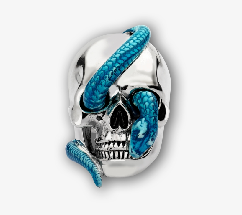 Silver Skull & Blue Snake Eye Ring ~ By Theo Fennell - Theo Fennell, transparent png download