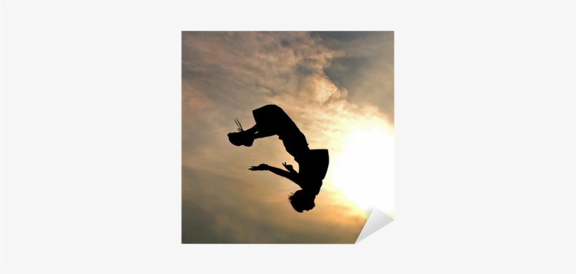Silhouette Of Jumping Man Against Sky And Clouds Sticker - Turn Your Phone Upside Down Quotes, transparent png download