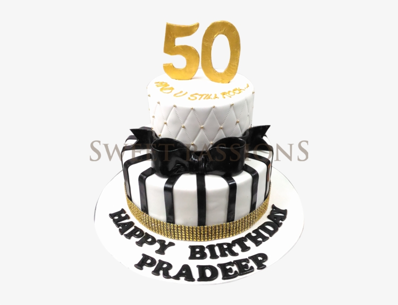Black Stripes Nos 50 Cake - 50 Birthday Cake Png, transparent png download