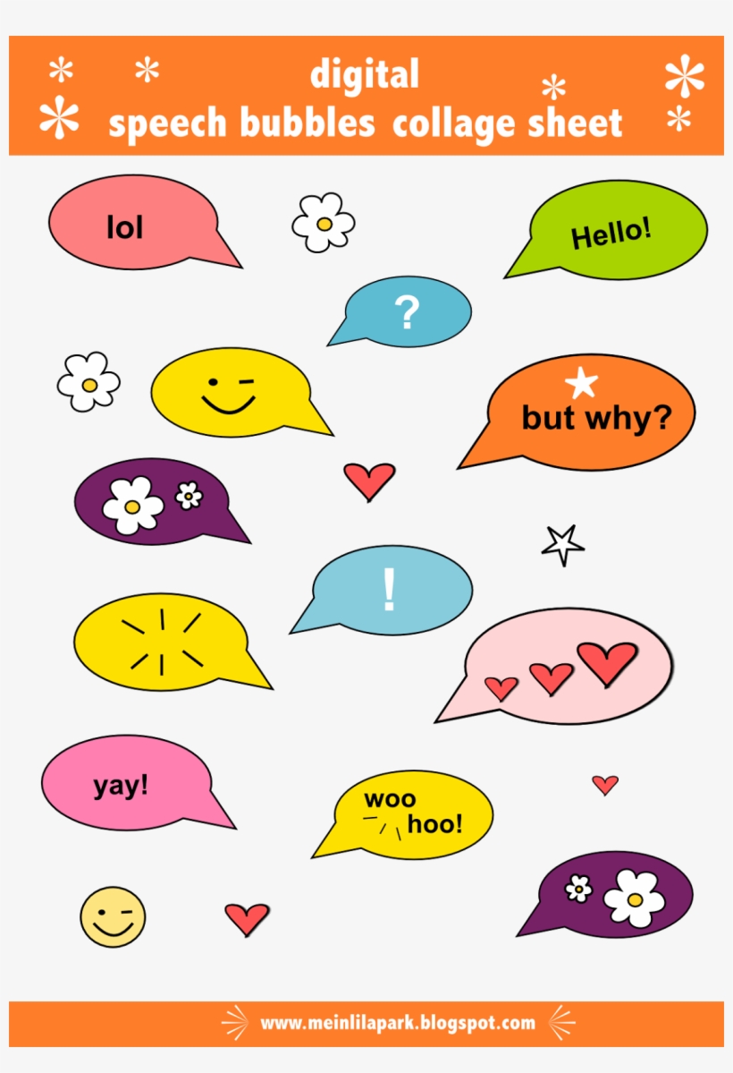 Free Digital Speech Bubbles Collage Sheet Png - Steacket Sheet Speach Bubble, transparent png download