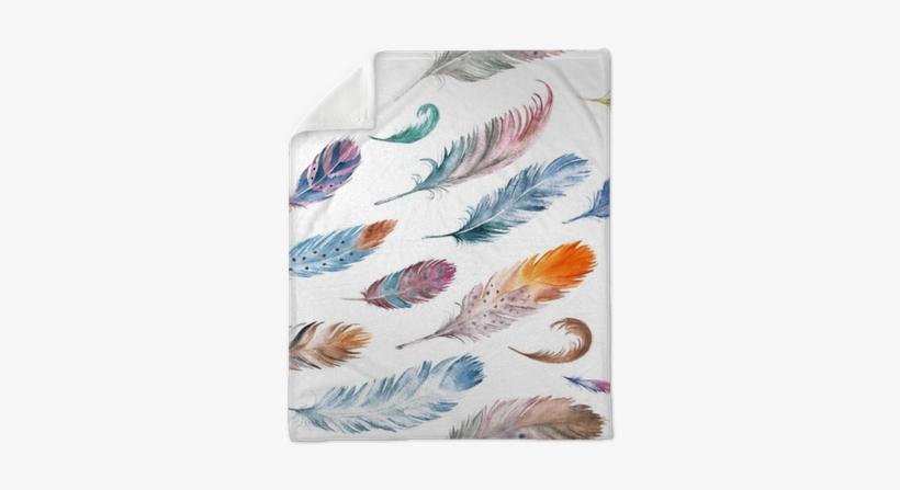 Colorful Watercolor Feathers Pattern - Watercolor Painting, transparent png download