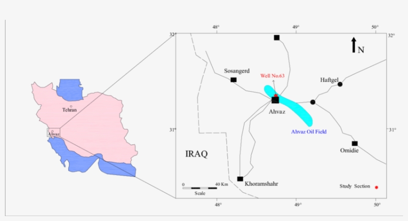 Location Map Of The Study Area In Ahvaz Oil Field - Map, transparent png download