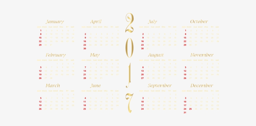 2017 Calendar Transparent Png Clipart Image - Portable Network Graphics, transparent png download