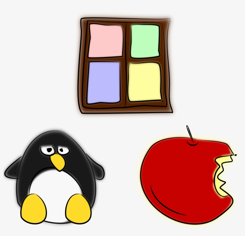 This Free Icons Png Design Of Window, Penguin And Apple, transparent png download