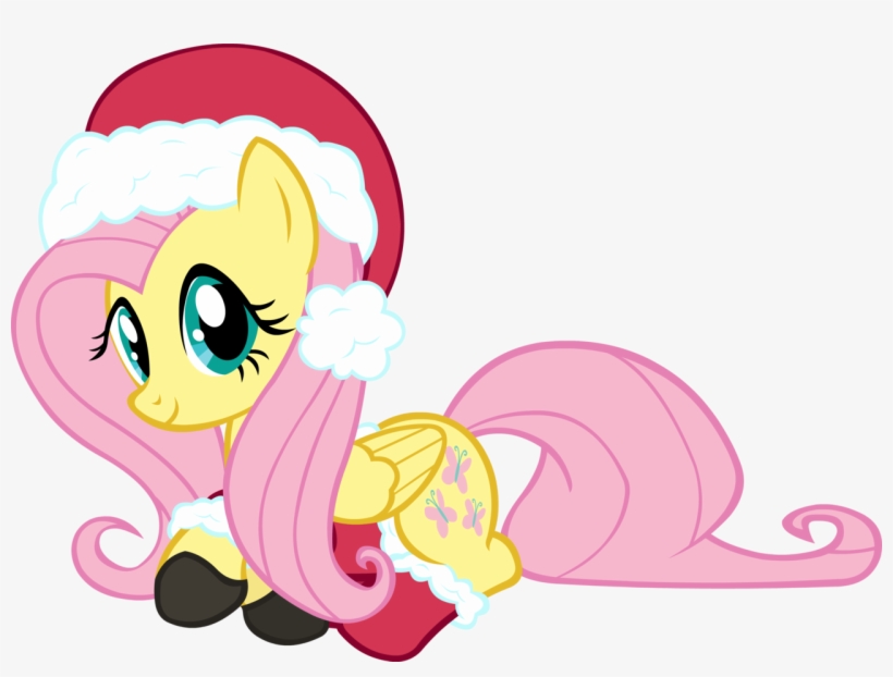 Doctor-g, Christmas, Clothes, Fluttershy, Hat, Safe, - Fluttershy In Santa Hat, transparent png download