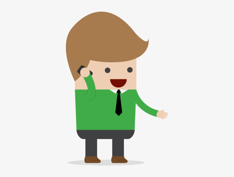 Man Green Shirt On Phone - Cartoon, transparent png download
