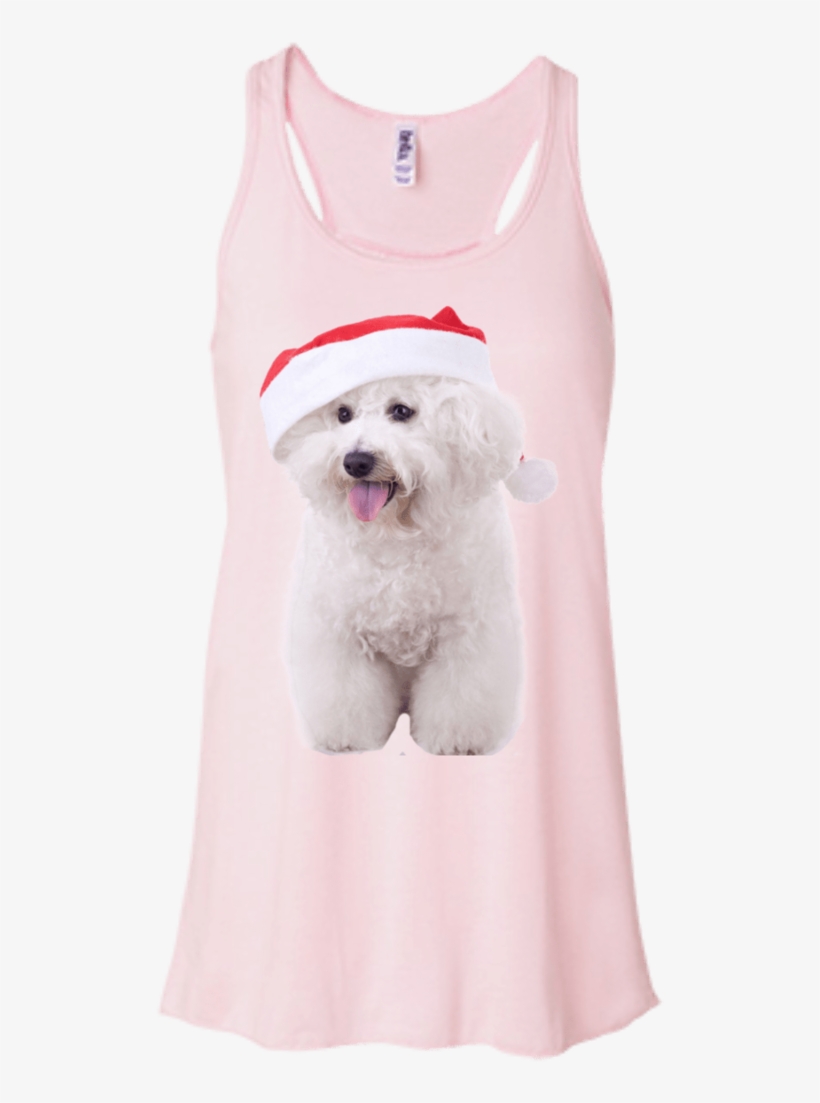 Bichon Frise In Santa Hat Flowy Racerback Tank - Bella + Canvas Ladies' B8800 Flowy Racerback Tank, transparent png download