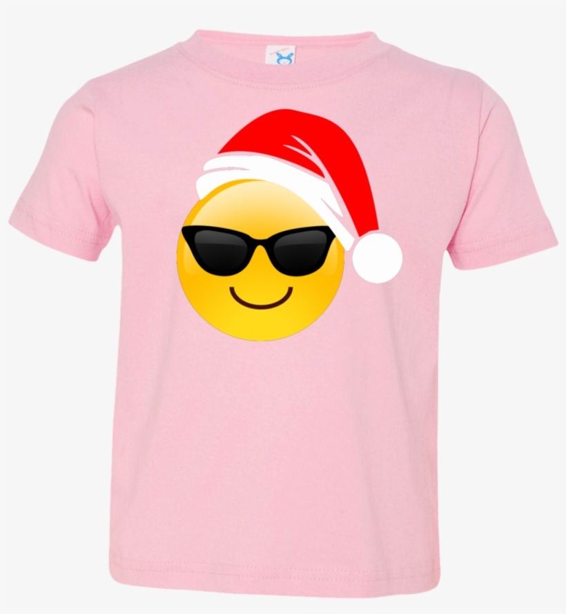 Emoji Christmas Shirt Cool Sunglasses Santa Hat Family - Sunglasses Cool Emoji Magnet Decal Perfect For Car, transparent png download