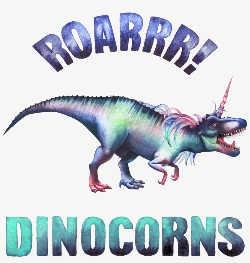 Magical Fantasy Tyrannosaurus Rex With Mystical Unicorn - T Rex Watercolor, transparent png download