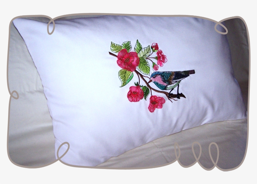 Watercolor Bird With 3d Blossoms - Pintura Textil De Aves, transparent png download
