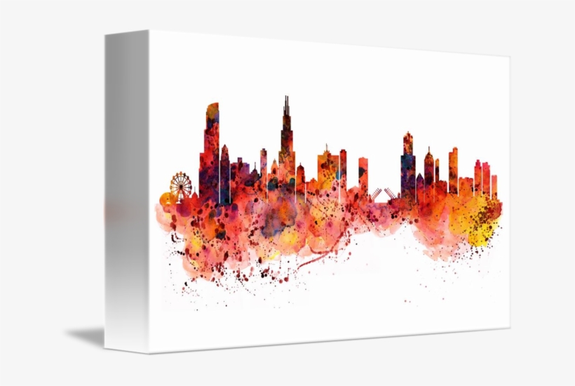 Chicago Transparent Watercolor Banner Black And White - Watercolor Painting, transparent png download
