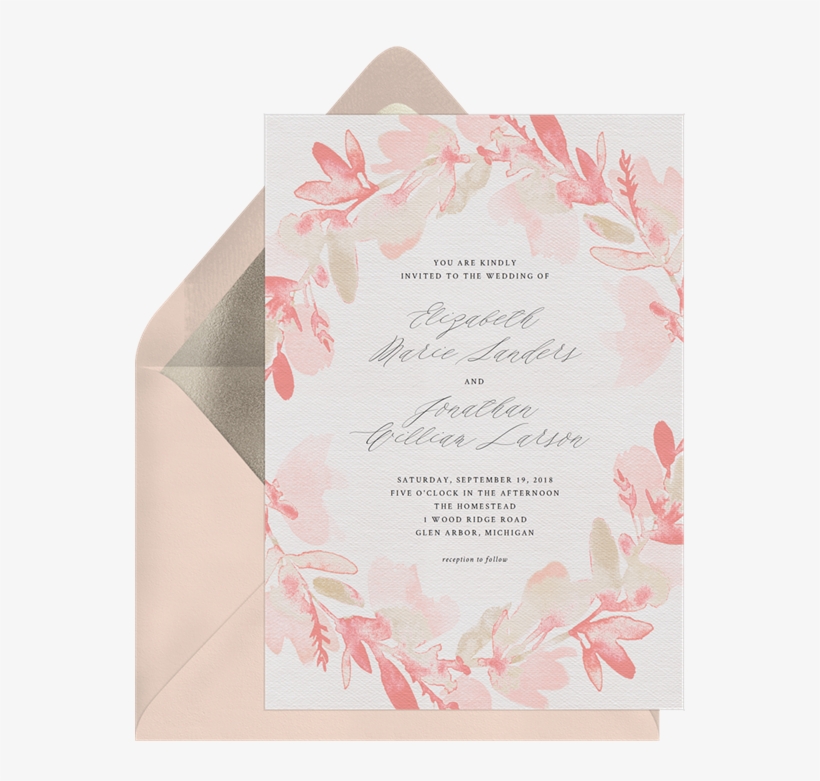 Watercolor Floral Wreath By A Fresh Bunch - Envelope, transparent png download