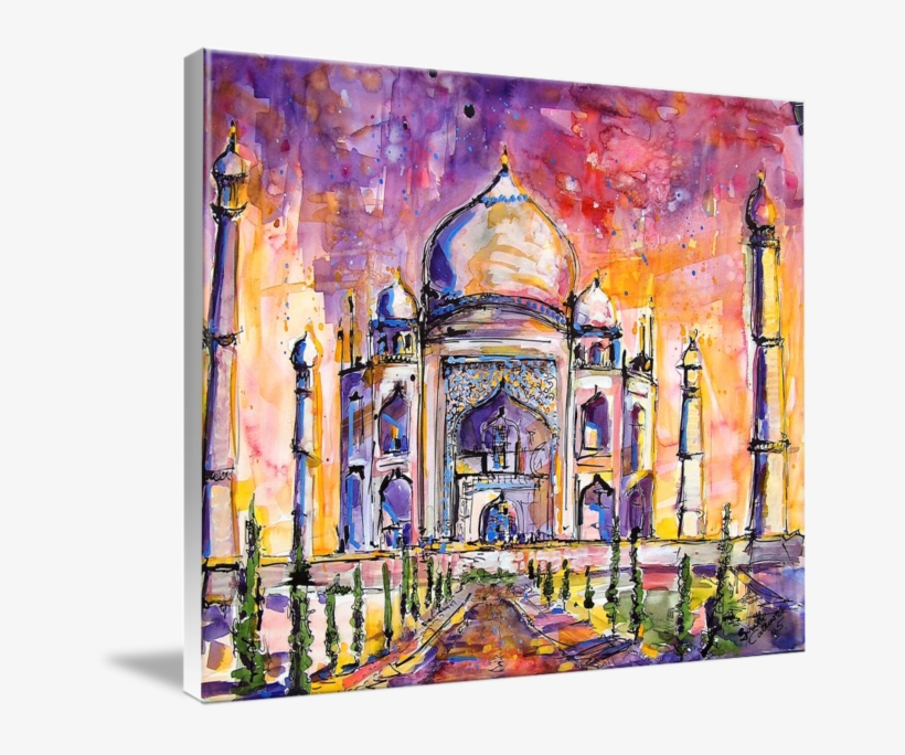 Taj Mahal India Watercolor By Ginette Callaway By Ginette - Gallery-wrapped Canvas Art Print 10 X 8 Entitled Taj, transparent png download