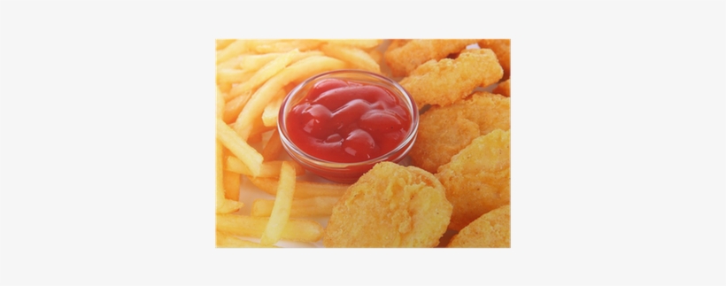Fried Chicken Nuggets With French Fries And Sauce Isolated - Наггетсы С Картошкой Фри, transparent png download