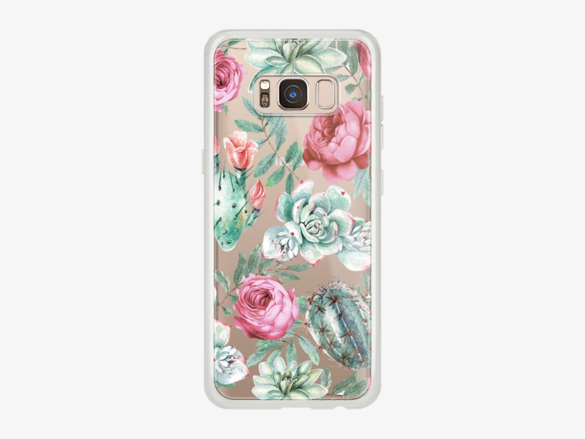 Casetify Galaxy S8 Classic Snap Case - Rosa Rosen Und Saftiges Kaktus-muster Auf Lendenkissen, transparent png download