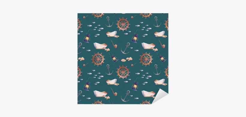 Watercolor Nautical Seamless Pattern - Watercolor Painting, transparent png download
