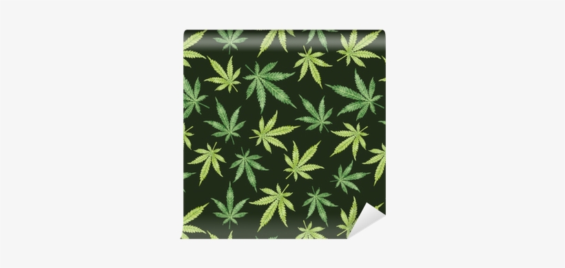 Watercolor Marijuana Leaves On Dark - Watercolor Painting, transparent png download