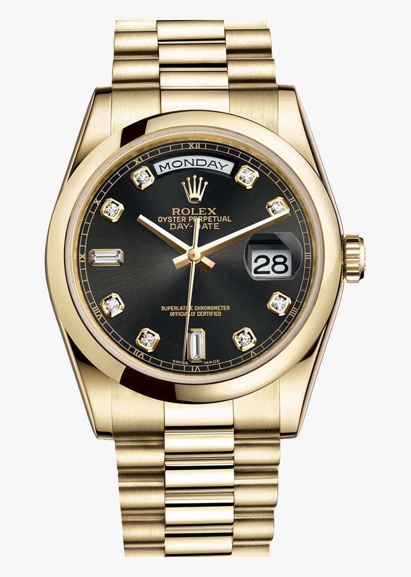 Rolex Png Free Download - Rolex Day Date Gold With Diamonds, transparent png download