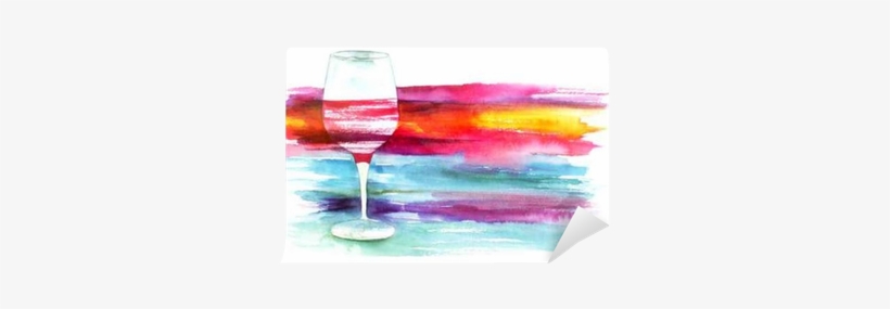 Watercolor Glass Of Red Wine With Painted Texture For - Sip And Paint, transparent png download