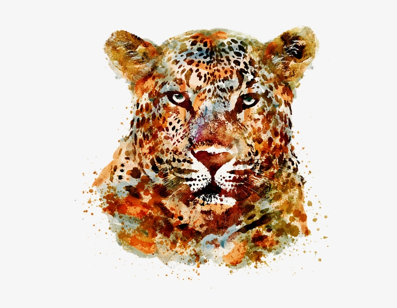 Bleed Area May Not Be Visible - Leopard Head Watercolor, transparent png download