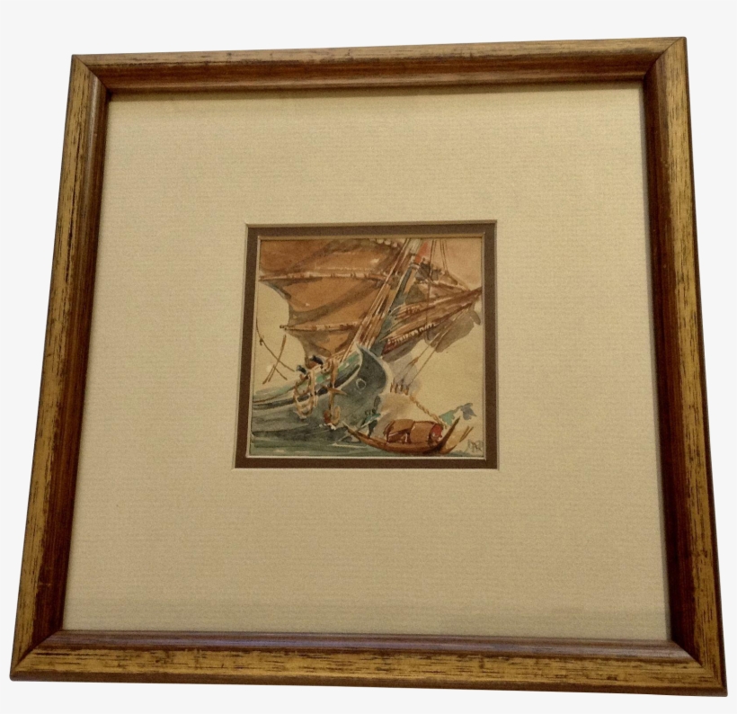 Chinese Junk And Skiff Small Nautical Watercolor Painting - Watercolor Painting, transparent png download